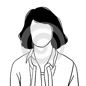Female black and white portrait without a face. Vector